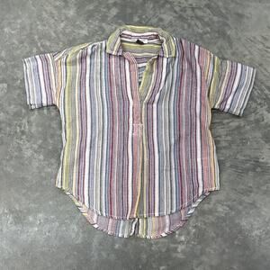 Anthropologie Pilcro Augusta Womens XS Rainbow Striped Oversized Boho Tunic